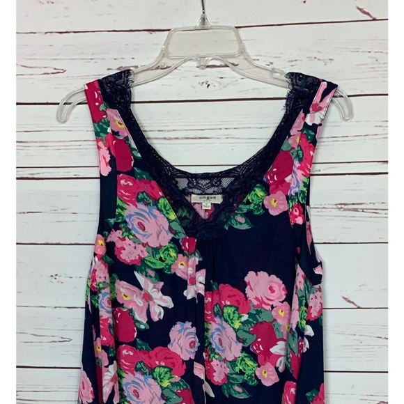 Umgee USA Boutique Women's S Small Navy Pink Lace Floral Sleeveless Spring Dress - Picture 5 of 12
